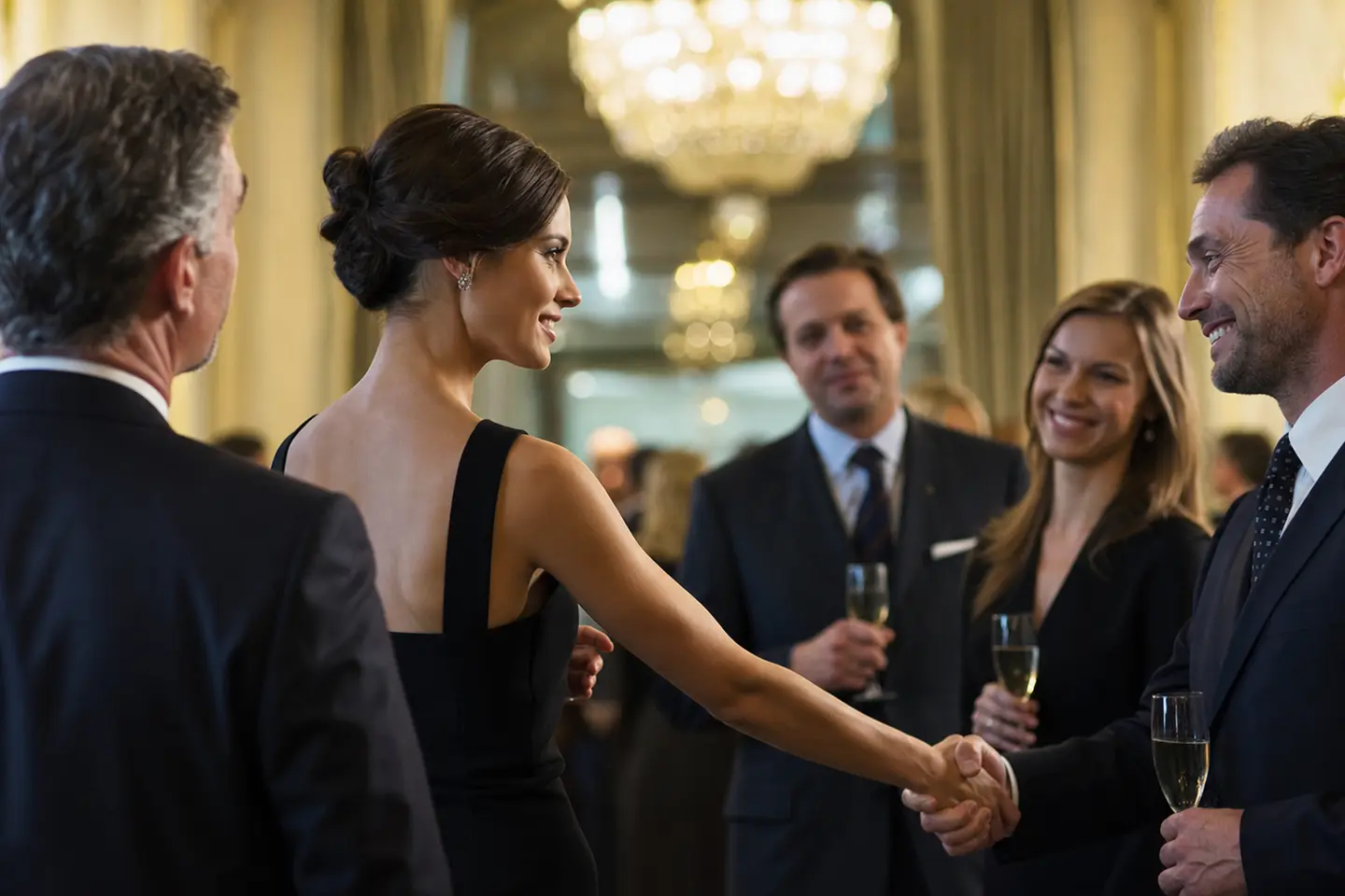 An introduction at a reception